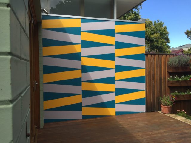Large scale geometric art for the floor, wall and ceiling