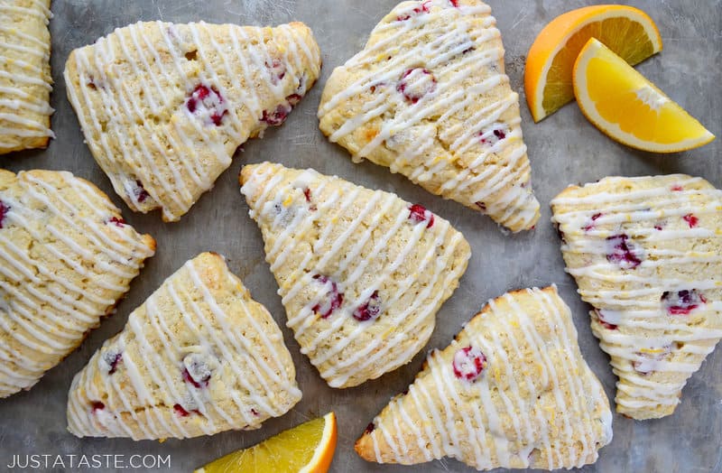 Glazed Orange Cranberry Scones | Just a Taste