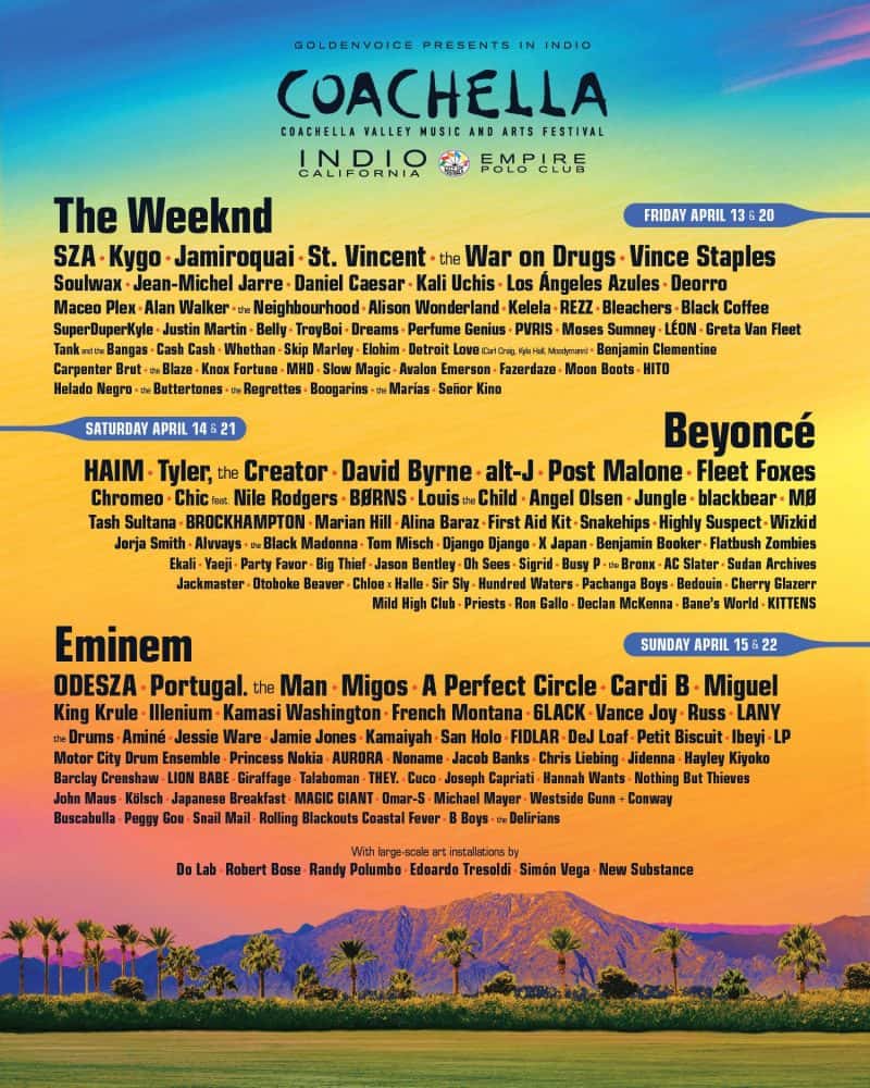 Coachella Announces Massive 2018 Lineup Featuring The Weeknd, Beyoncé, Eminem & More