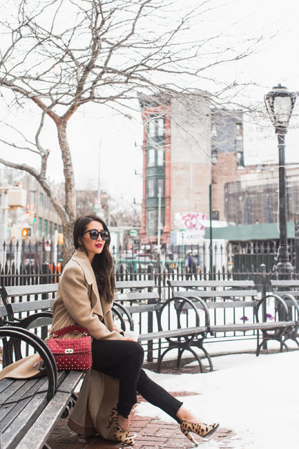 Long Winter Coats :: Camel Coat & Leopard pumps