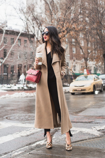Long Winter Coats :: Camel Coat & Leopard pumps