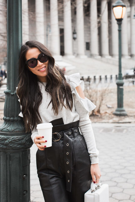 Most Complimented Pants :: Leather pants &#038; Ruffle top