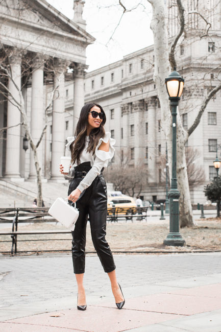 Most Complimented Pants :: Leather pants &#038; Ruffle top