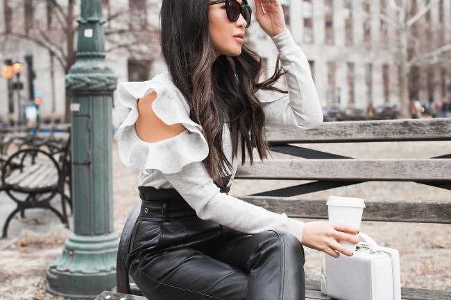 Most Complimented Pants :: Leather pants &#038; Ruffle top