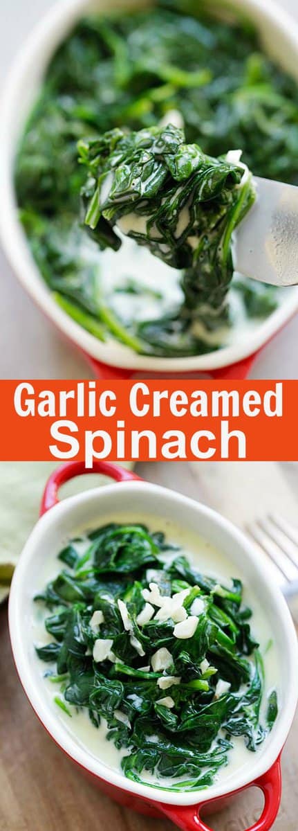 Garlic Creamed Spinach | Easy Delicious Recipes