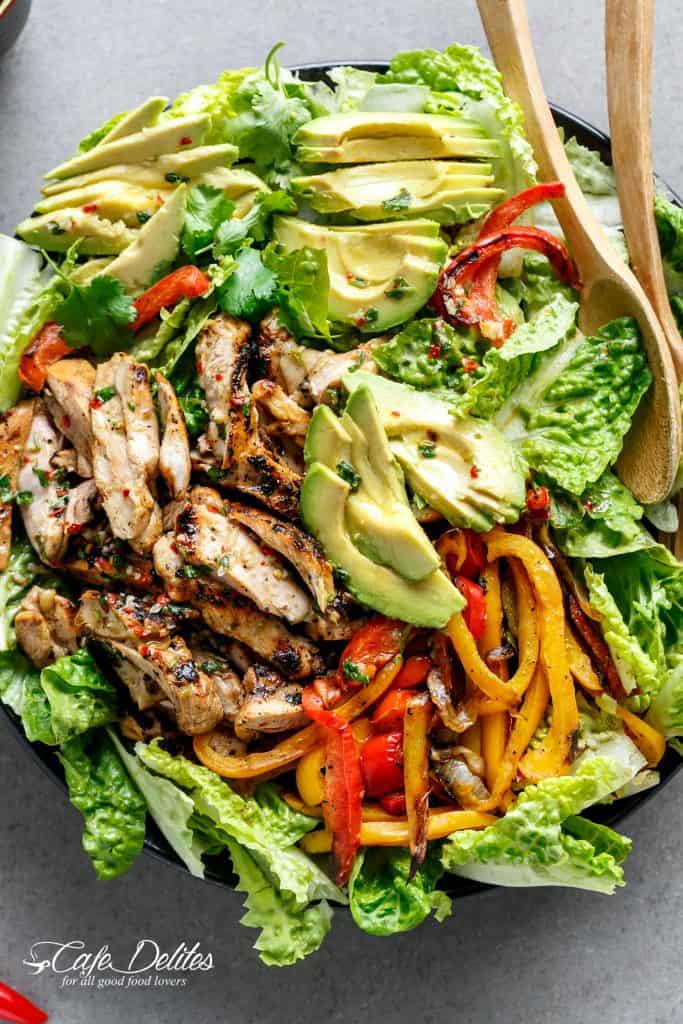 Grilled Chili Lime Chicken Fajita Salad (+ VIDEO)