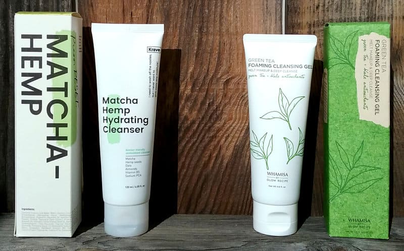 Comparison Review: Krave Beauty Matcha Hemp Hydrating Cleanser vs. Whamisa by Glow Recipe Green Tea Foaming Cleansing Gel