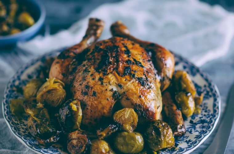 Roast chicken with Brussels Sprouts. The ultimate roast chicken recipe