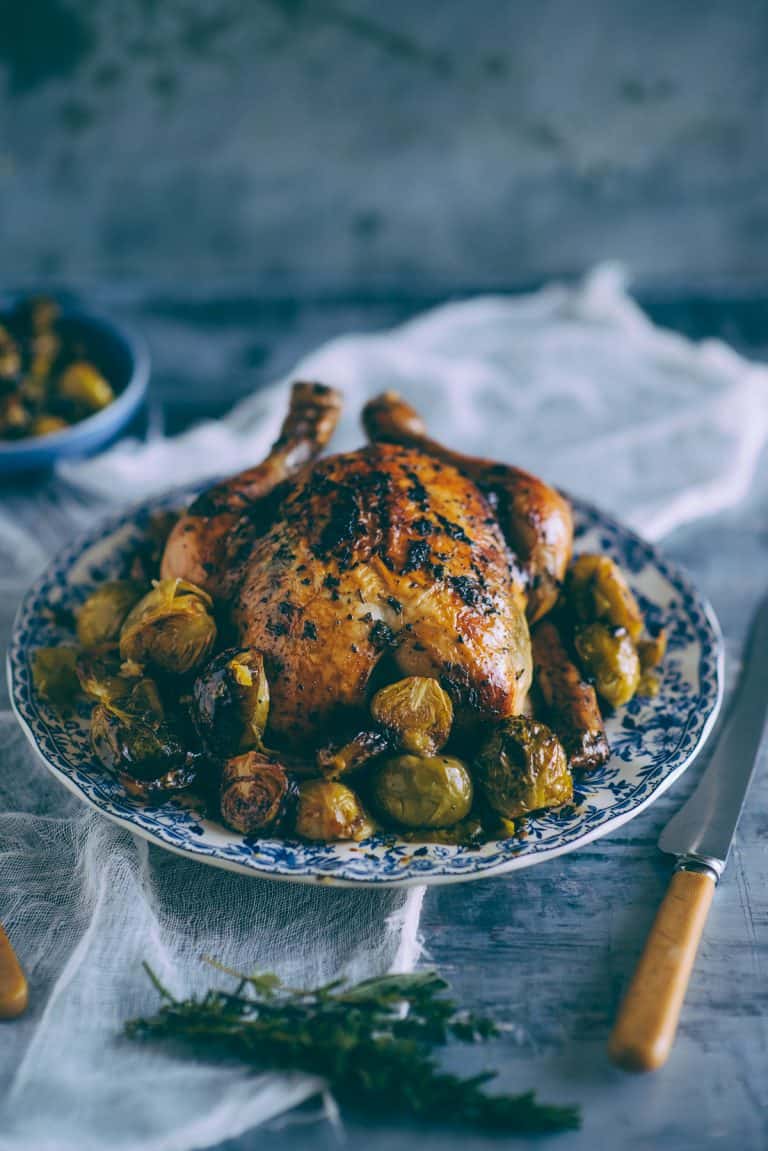Roast chicken with Brussels Sprouts. The ultimate roast chicken recipe by Souvlakiforthesoul