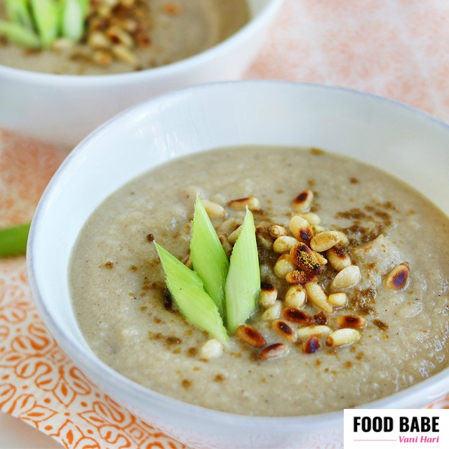 Creamy Cauliflower Soup With Toasted Pine Nuts