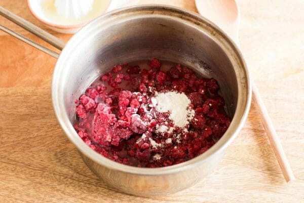 Chocolate Chip Pancakes with Raspberry Sauce Recipe