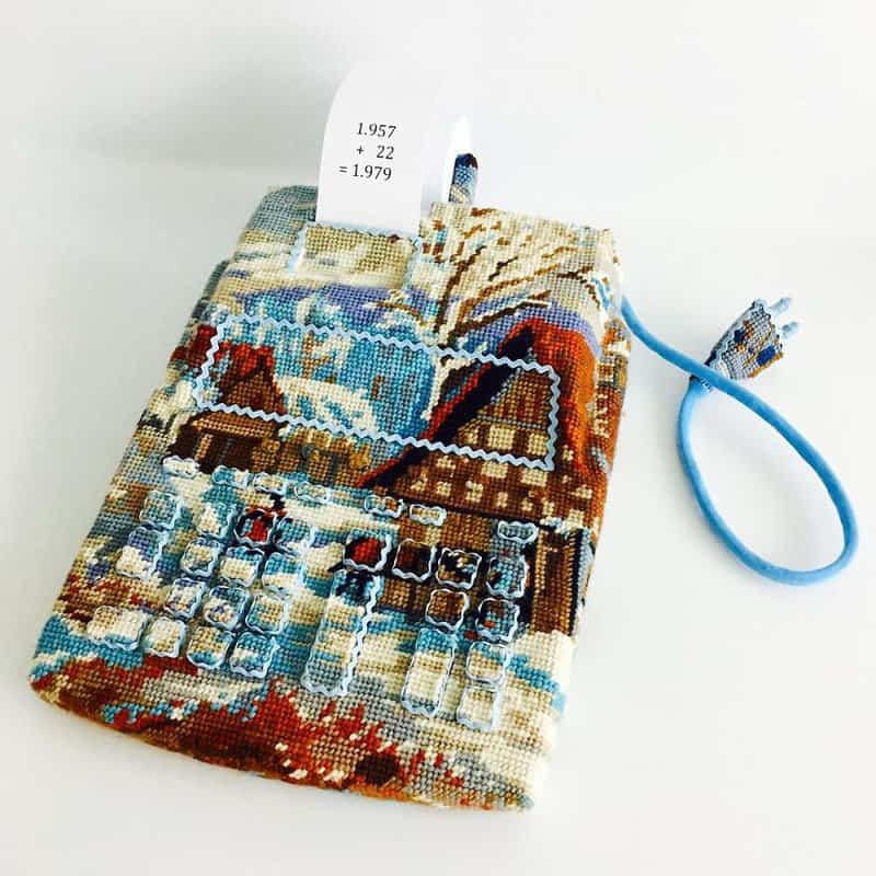 Dressed up vintage household things in cross stich embroiderys return to life as beautiful art objects