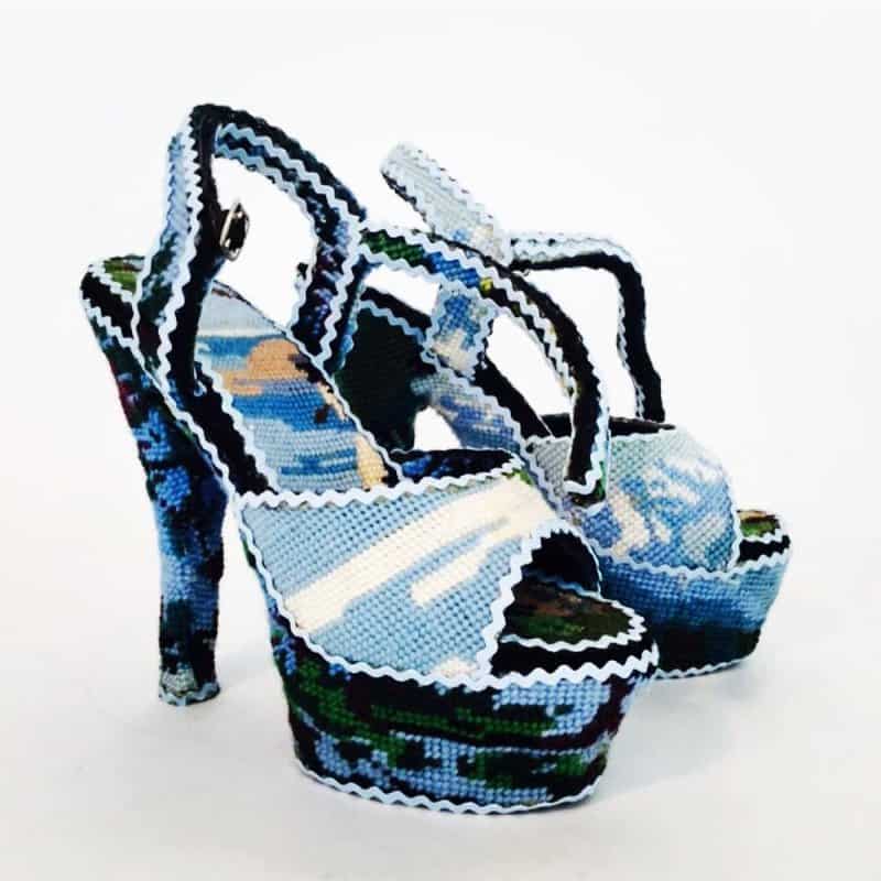 Dressed up vintage household things in cross stich embroiderys return to life as beautiful art objects