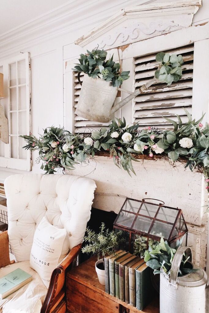 DIY Spring Watering Can Mantel
