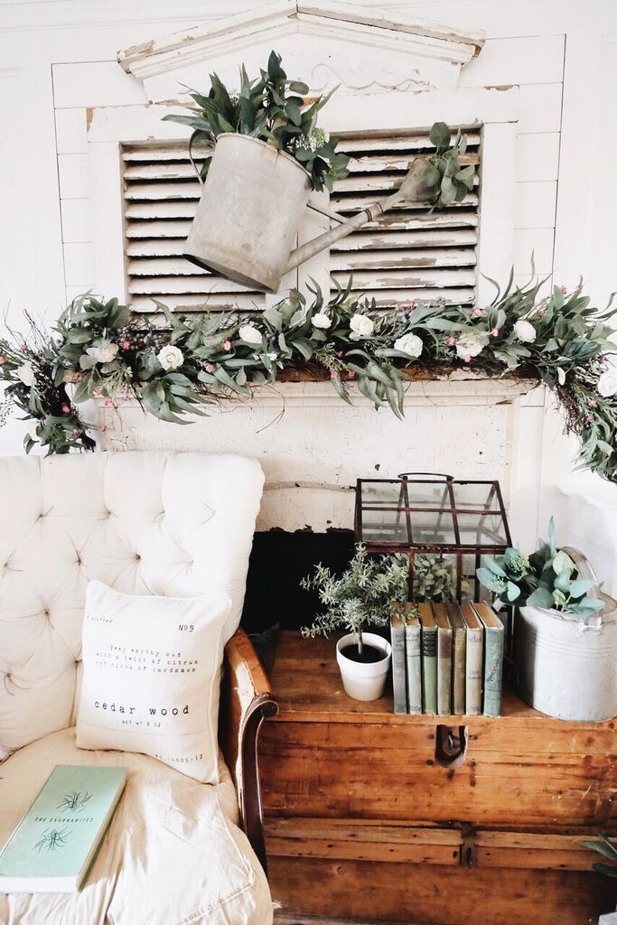 DIY Spring Watering Can Mantel