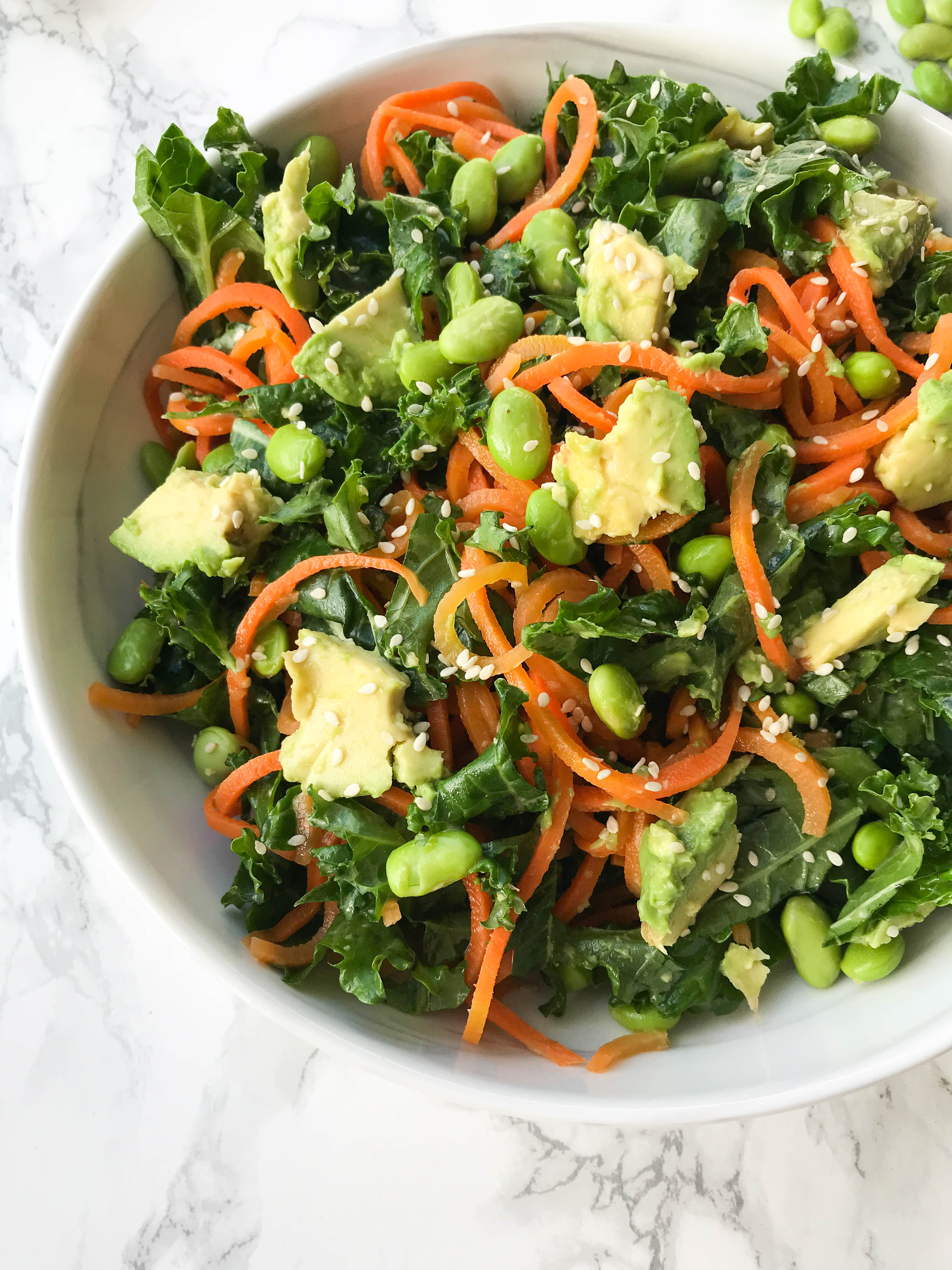 Kale, Edamame and Carrot Noodle Salad with Ginger-Sesame Sauce — Inspiralized