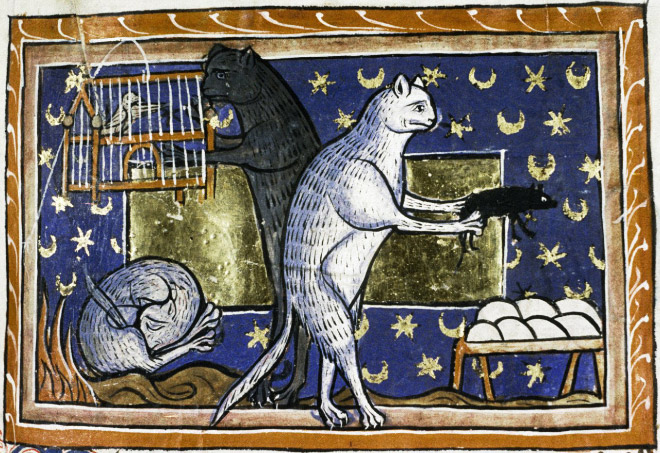 Check out Ugly Medieval Paintings of Cats, it looks like the medieval painters never laid eyes on a cat.