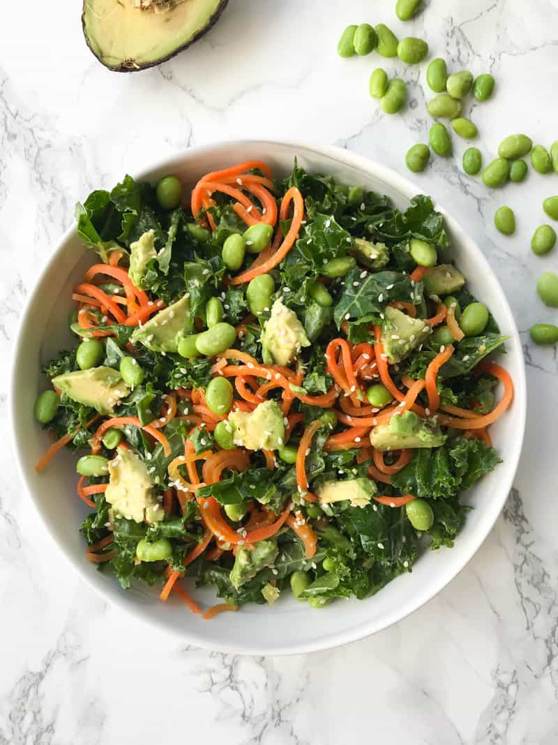 Kale, Edamame and Carrot Noodle Salad with Ginger-Sesame Sauce — Inspiralized