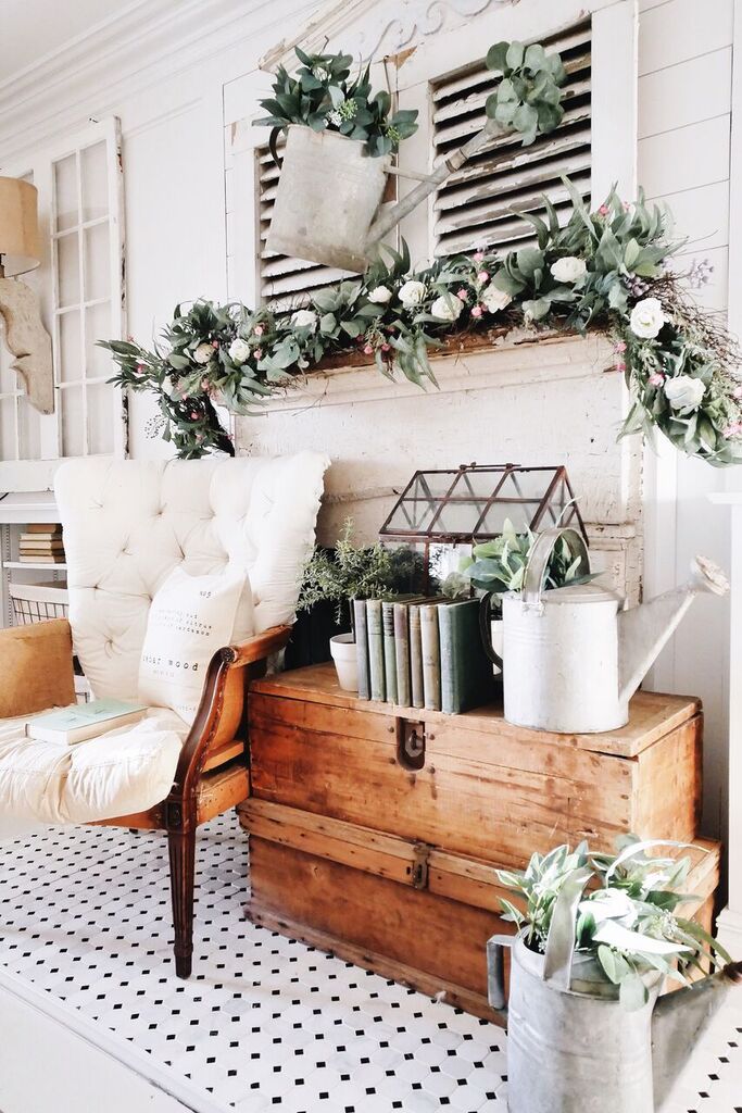 DIY Spring Watering Can Mantel