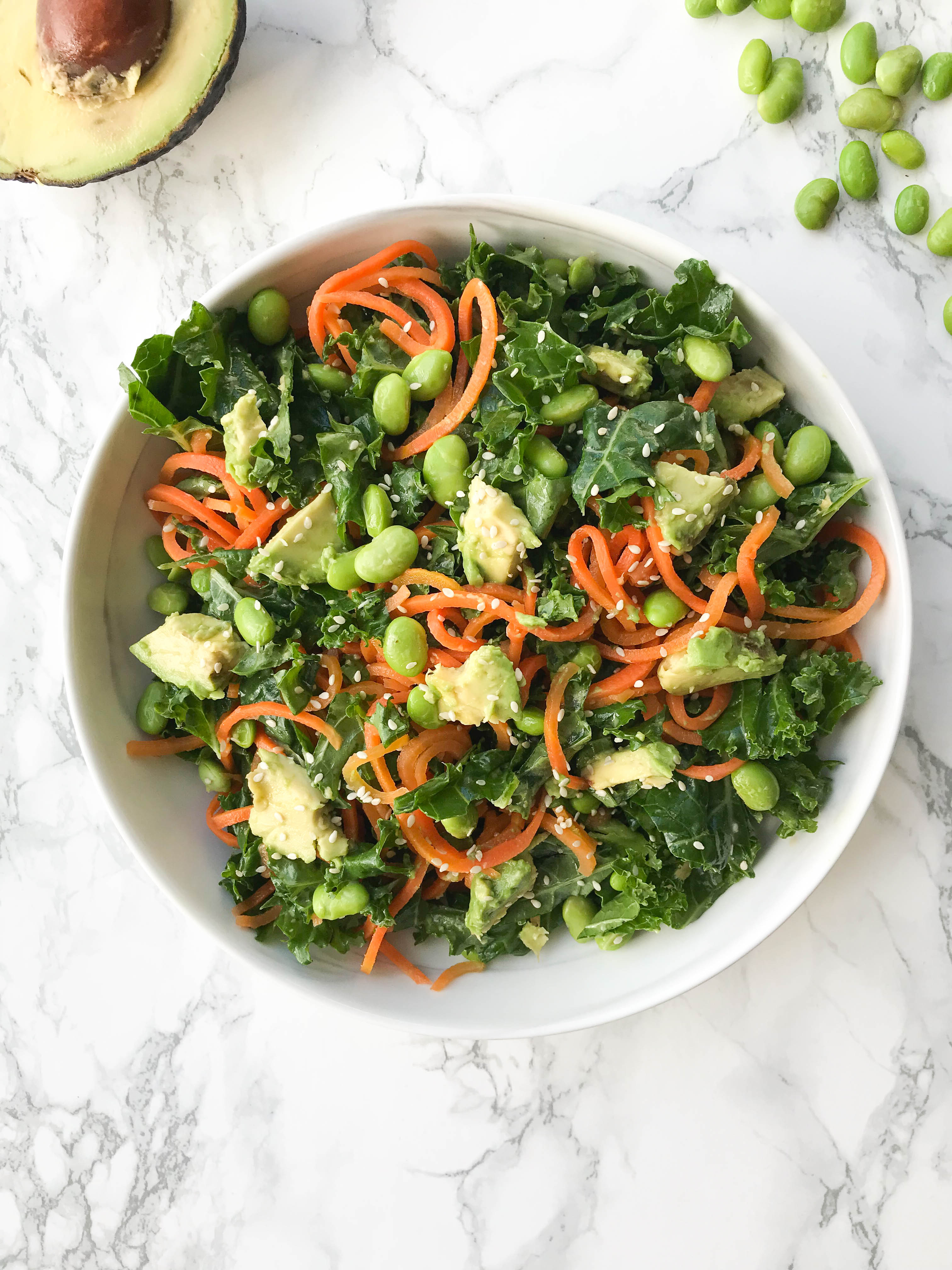Kale, Edamame and Carrot Noodle Salad with Ginger-Sesame Sauce — Inspiralized