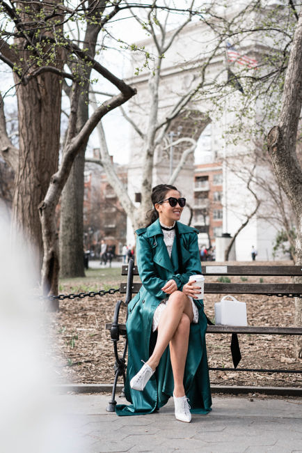 Spring Textures :: Silk trench & Lace dress