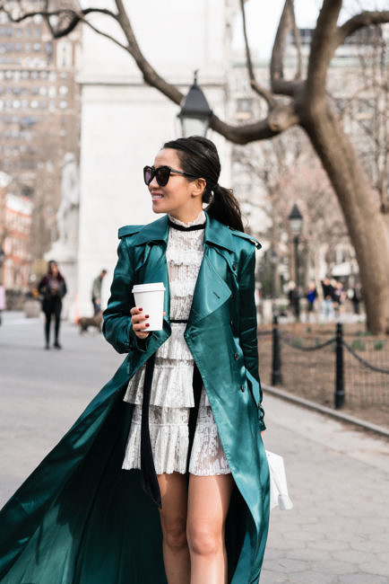 Spring Textures :: Silk trench & Lace dress