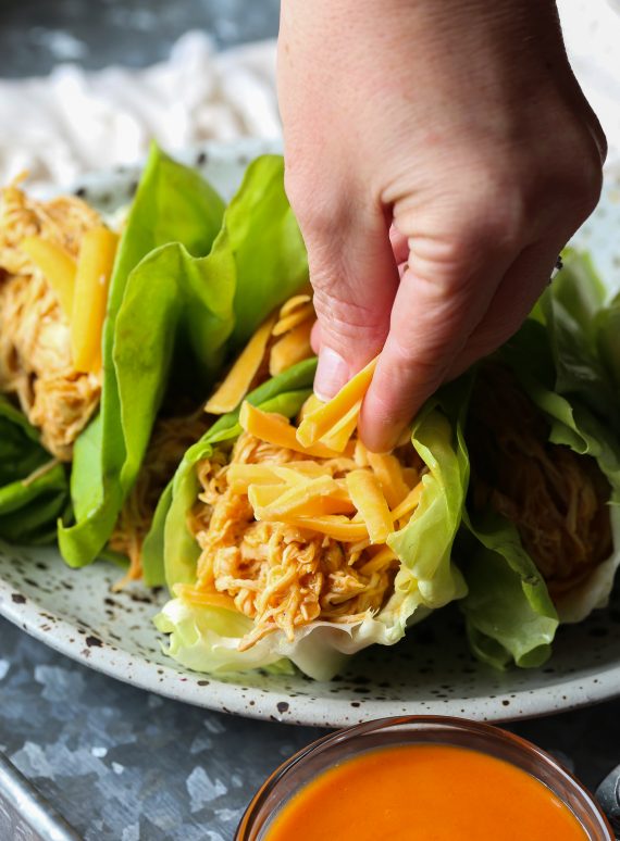 Slow Cooker Buffalo Chicken Lettuce Wraps