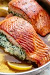 Creamy Spinach Stuffed Salmon in Garlic Butter