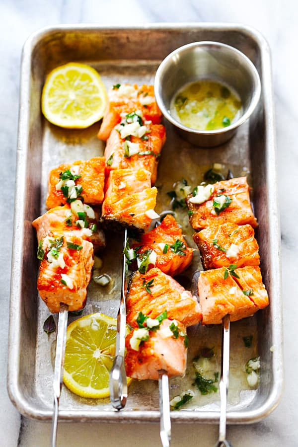 Summer Garlic Butter Salmon Kebab