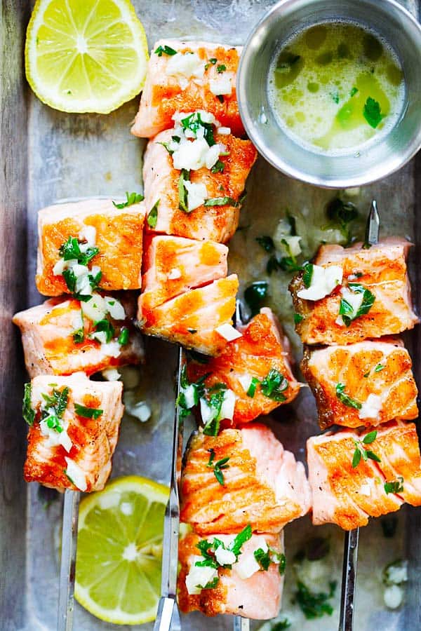 Summer Garlic Butter Salmon Kebab