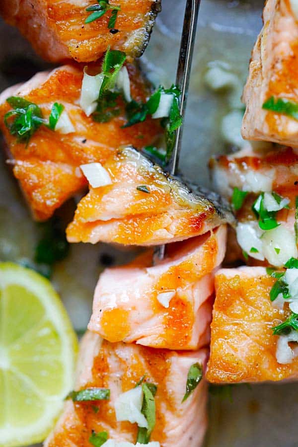 Summer Garlic Butter Salmon Kebab