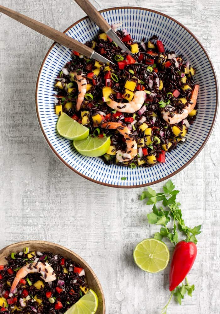 Black Rice Salad with Shrimp & Mango Salsa Recipe