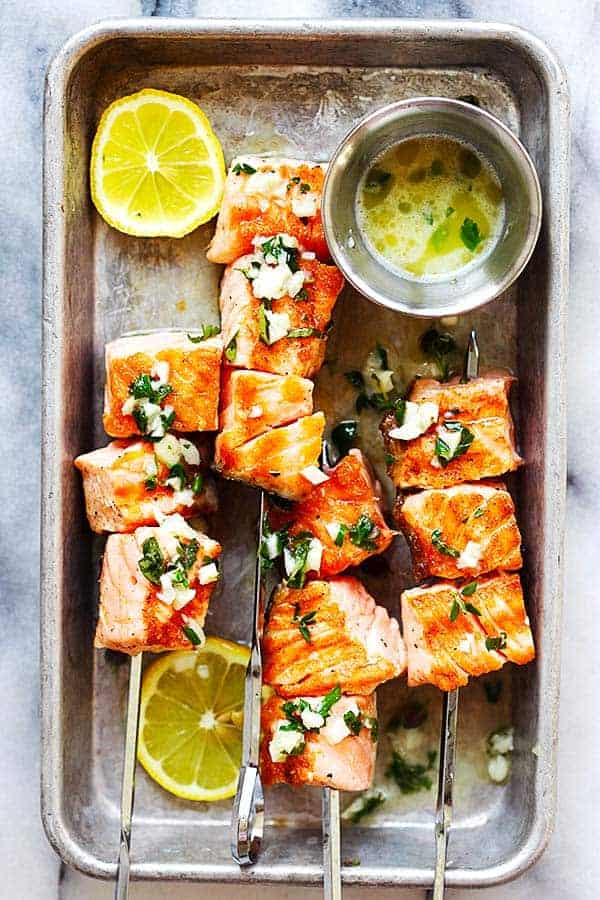 Summer Garlic Butter Salmon Kebab