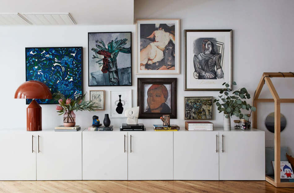 Bold Statement Artworks Instead of a Wall, a Gallery Wall.