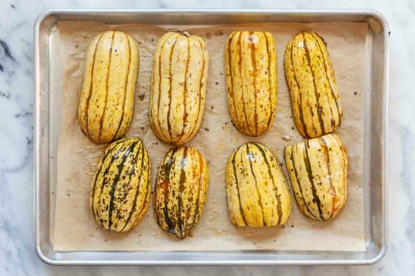 Yummy Recipe of Stuffed Delicata Squash with Goat Cheese and Pancetta!