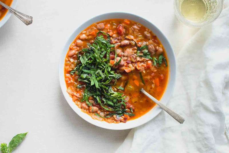 Delicious Cranberry Bean and Farro Soup With Fresh Herbs Recipe
