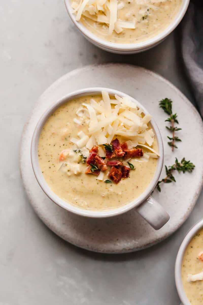 Cheddar Cauliflower Broccoli Low Carb Soup Recipe