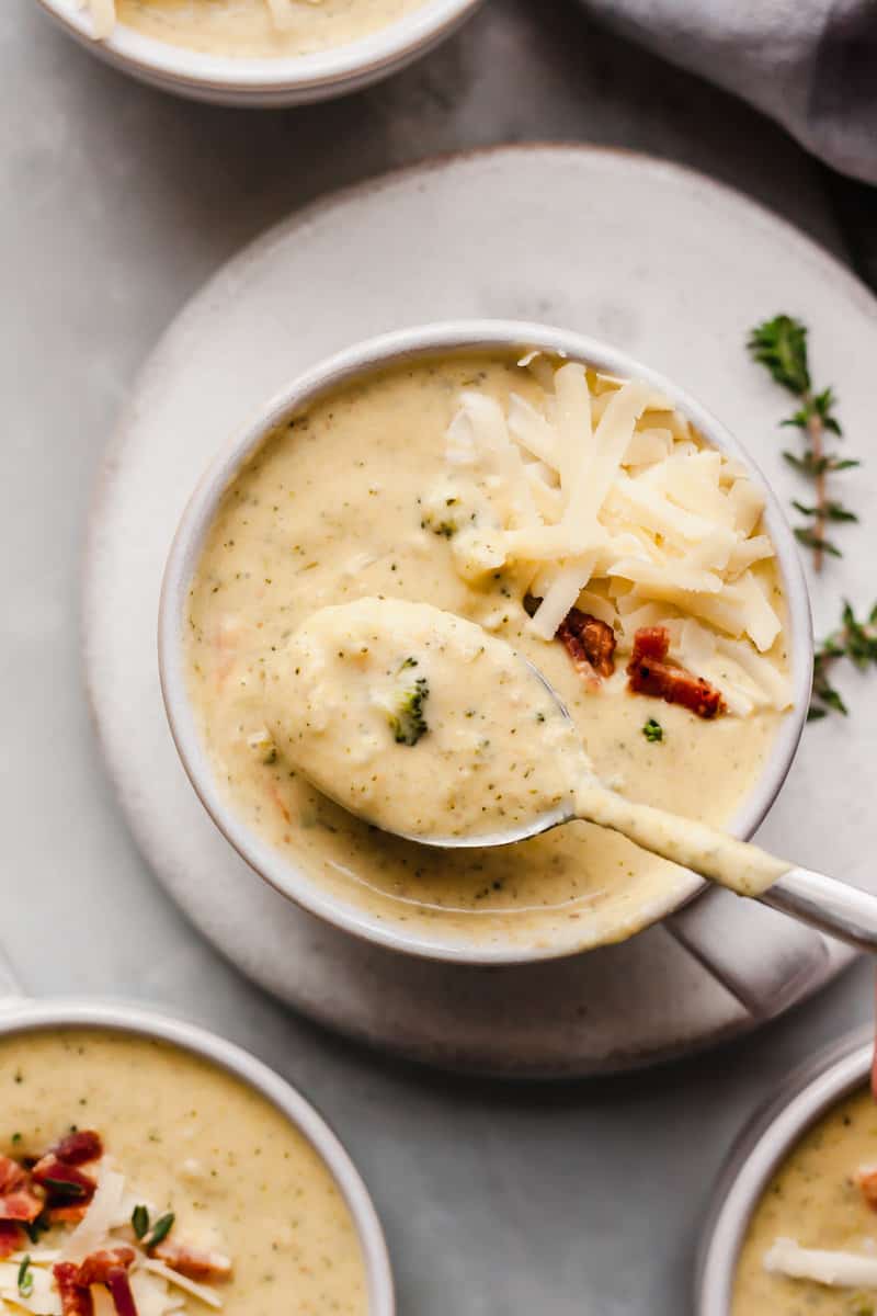 Cheddar Cauliflower Broccoli Low Carb Soup Recipe