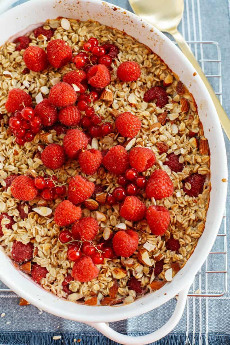 Healthy Breakfast Recipe: Raspberry Almond Baked Oatmeal