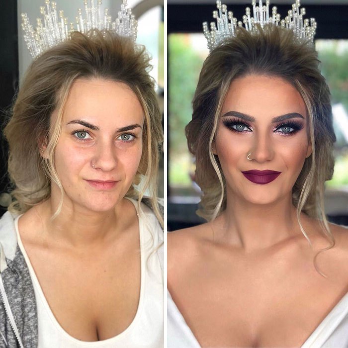 Wedding make-up “Where is my wife?” What Do Brides Look Like Before And After Makeup