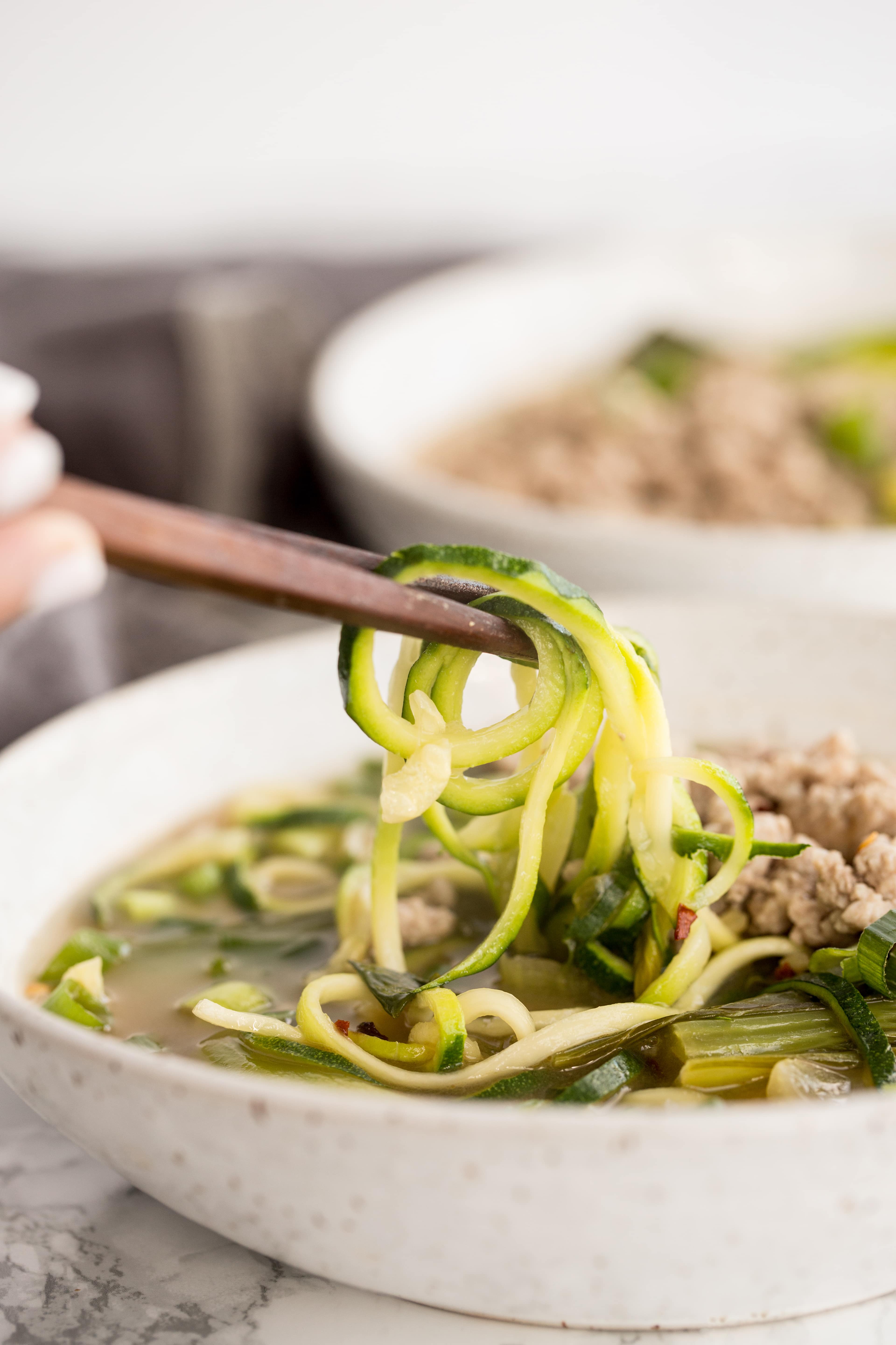 EASY to make Pork Ramen with Zucchini Noodles Recipe