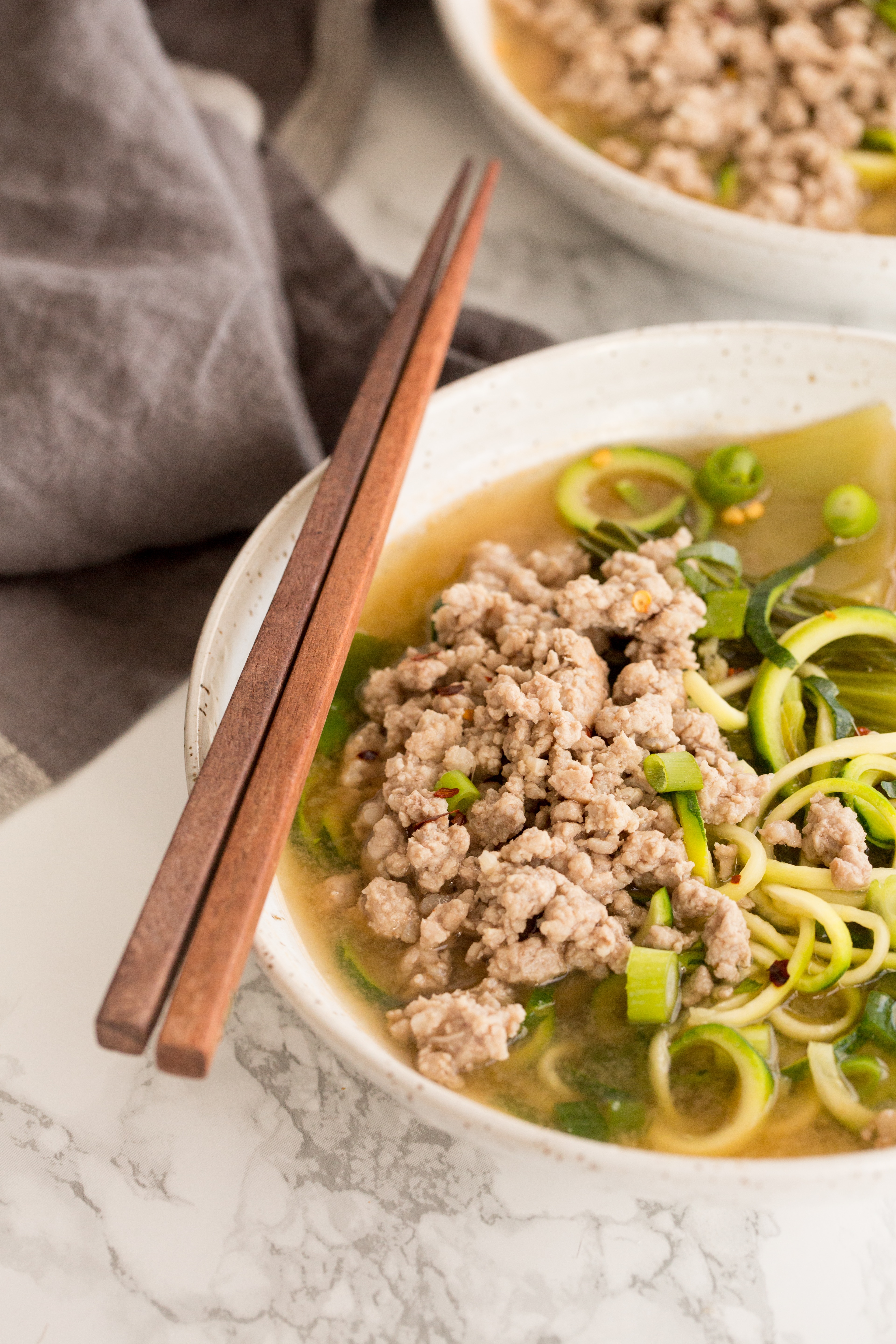 EASY to make Pork Ramen with Zucchini Noodles Recipe