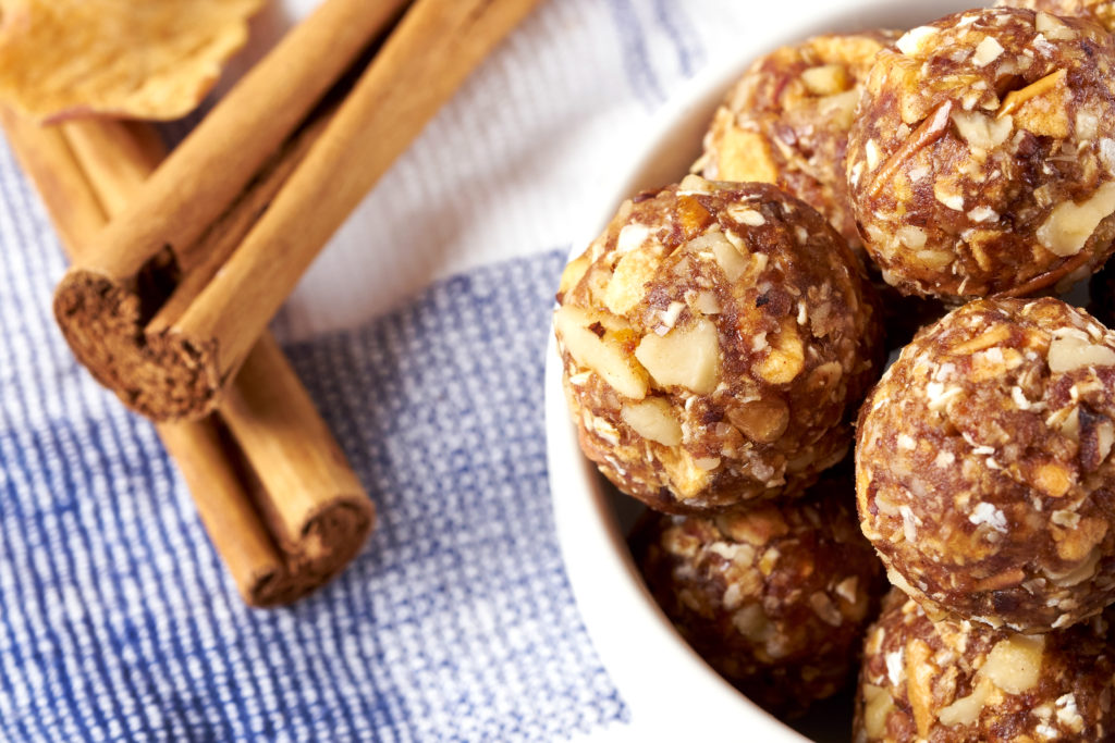 Sweet Apple Cinnamon Energy balls are delightfully chewy and crispy, packed with fruit and nuts, and free from added sugars. Keep a batch in your fridge for a healthy snack or dessert.  Healthy Apple Cinnamon Energy Balls Recipe for You and Your Kids