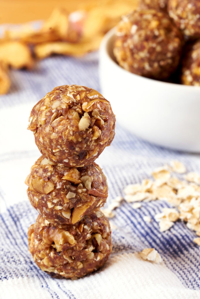 Sweet Apple Cinnamon Energy balls are delightfully chewy and crispy, packed with fruit and nuts, and free from added sugars. Keep a batch in your fridge for a healthy snack or dessert.  Healthy Apple Cinnamon Energy Balls Recipe for You and Your Kids