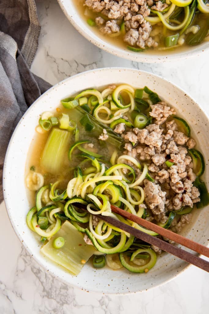 EASY to make Pork Ramen with Zucchini Noodles Recipe