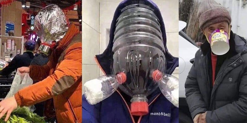 Orange Mask And Bottles. Unusual Methods Of Chinese Inhabitants Struggle With Coronavirus!