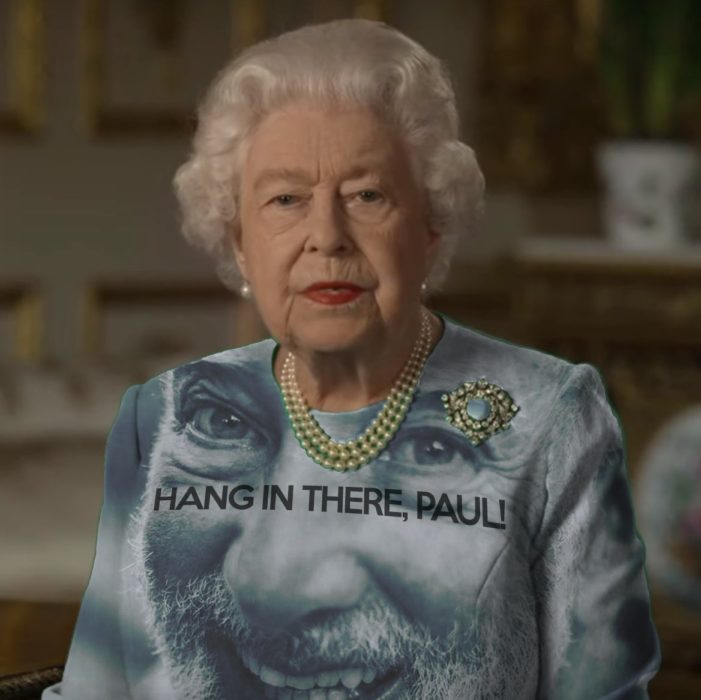 Queen wears green dress and unleashes Photoshop battle. Best Queen meme!