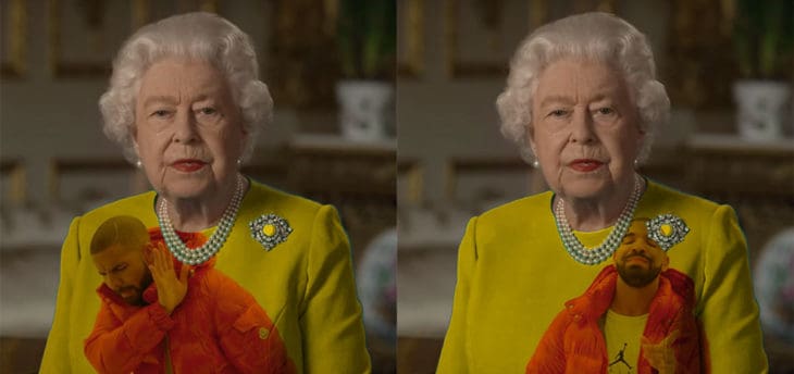 Queen wears green dress and unleashes Photoshop battle. Best Queen meme!