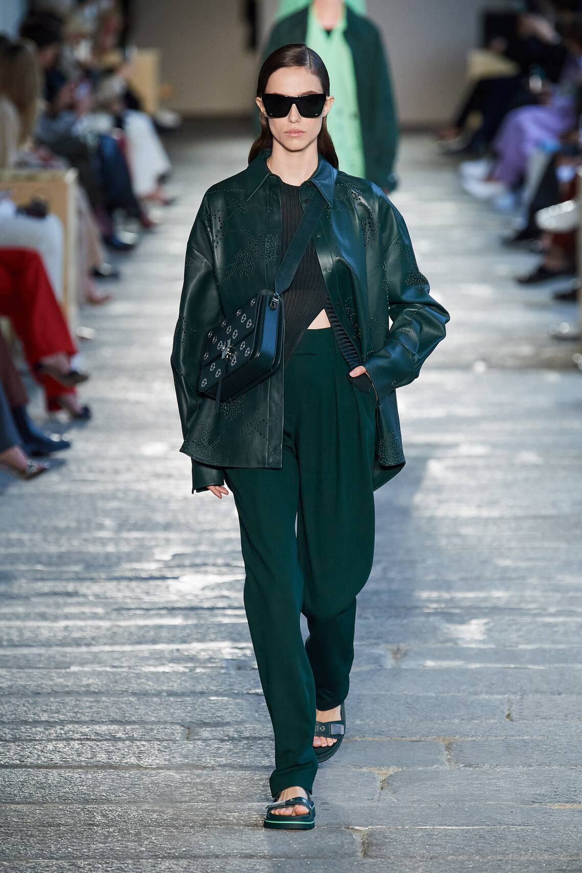 Gorgeous Floral print, eyelets and Irina Shayk among models at the Boss Spring 2021 show.