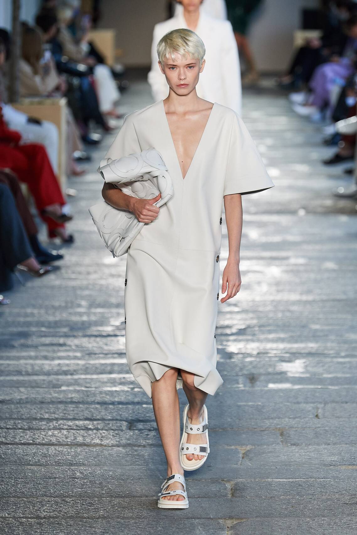 Gorgeous Floral print, eyelets and Irina Shayk among models at the Boss Spring 2021 show.